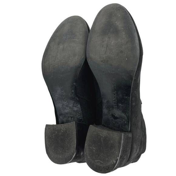 Ivanka Trump Black Suede Knee High Almond Toe Block Heels Western Boots Size 8 - Picture 4 of 5